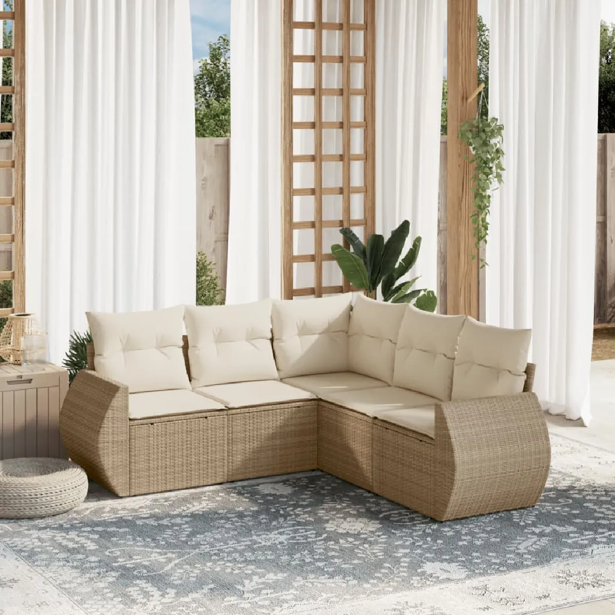 Salon de jardin avec coussins 5 pcs - vue 2