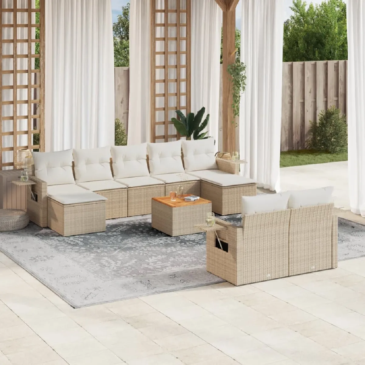 Vidaxl Salon de Jardin avec Coussins 10 pcs / Résine Tressée - vue 7