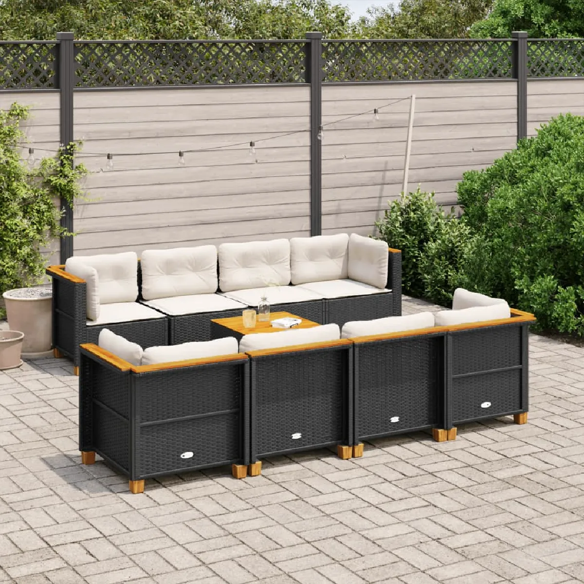 vidaXL Salon de jardin 9 pcs avec coussins - vue 5