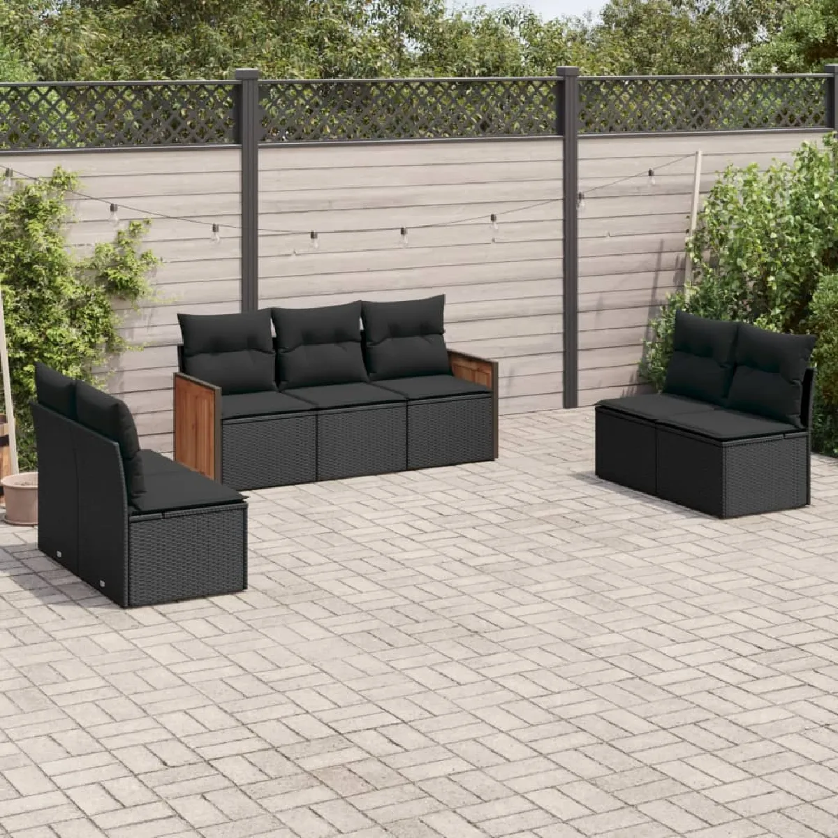 vidaXL Salon de jardin Résine tressée 7 pcs - vue 5