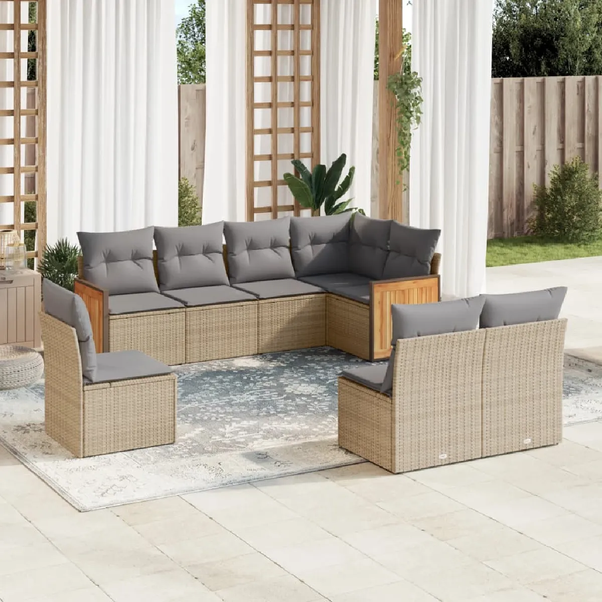 vidaXL 8 pcs salon de jardin résine tressée - vue 4
