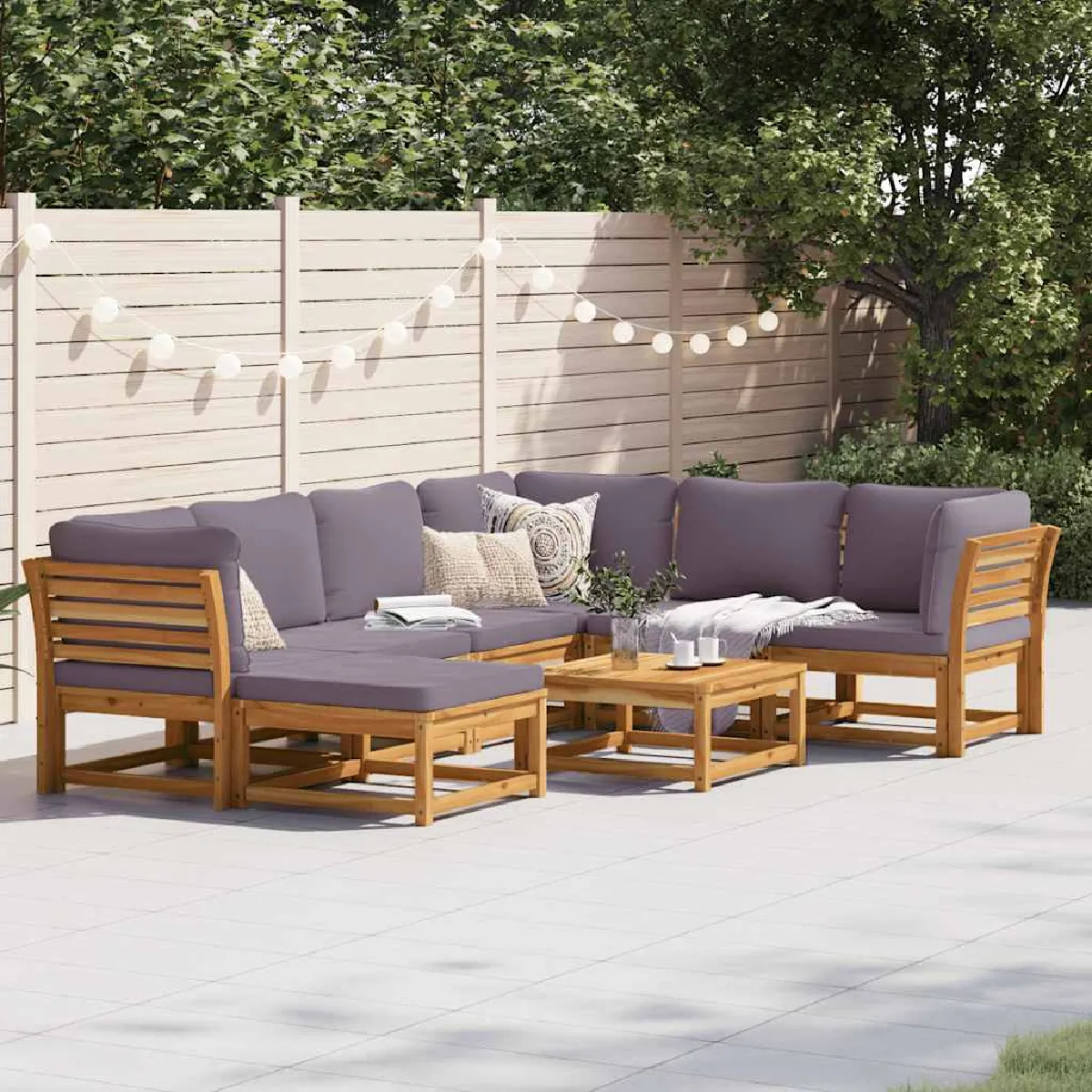 vidaXL Salon de jardin 8 pcs Bois massif d'acacia - vue 6