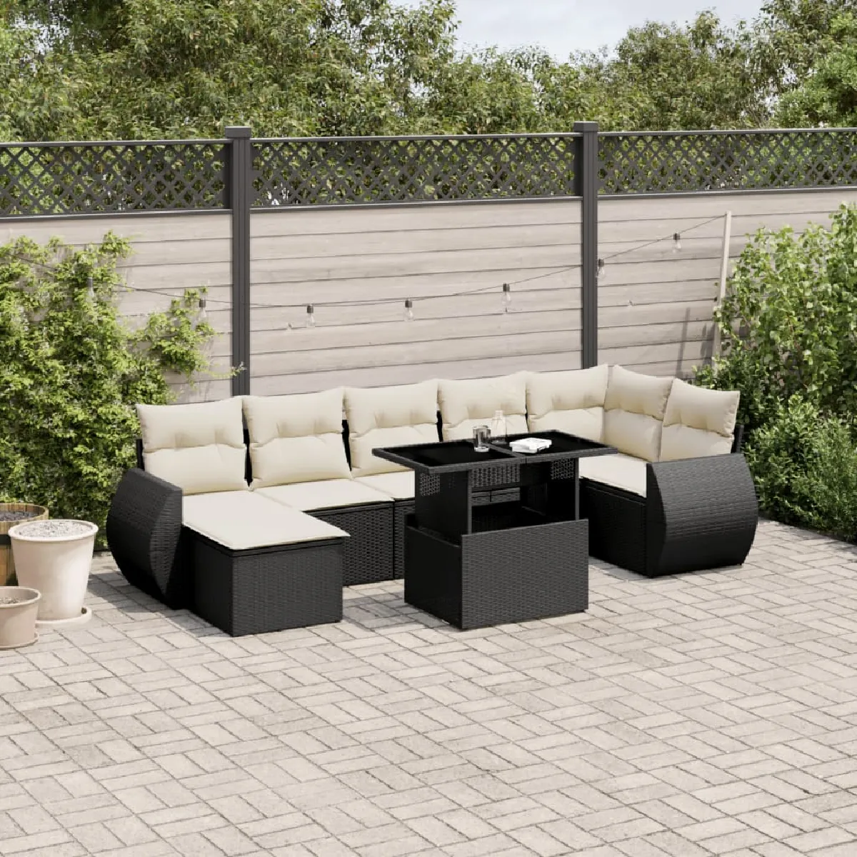 vidaXL Ensemble de jardin 8 pcs avec coussins Résine Tressée - vue 5