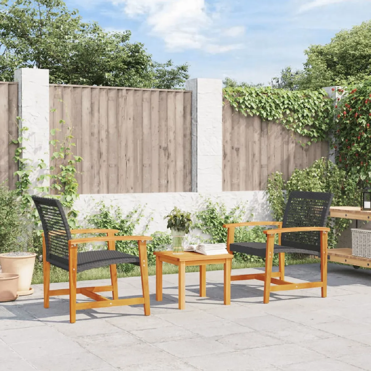 VidaXL Chaises de jardin 2 pcs Résine tressée et acacia - vue 2