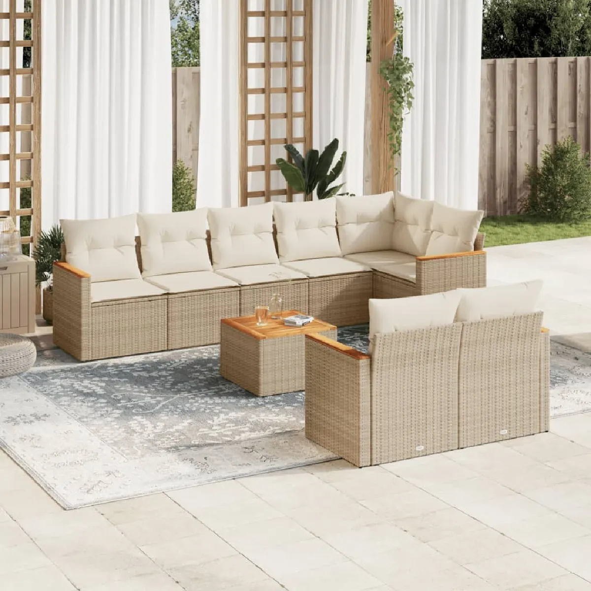 vidaXL Ensemble salon de jardin 9 pcs - vue 3