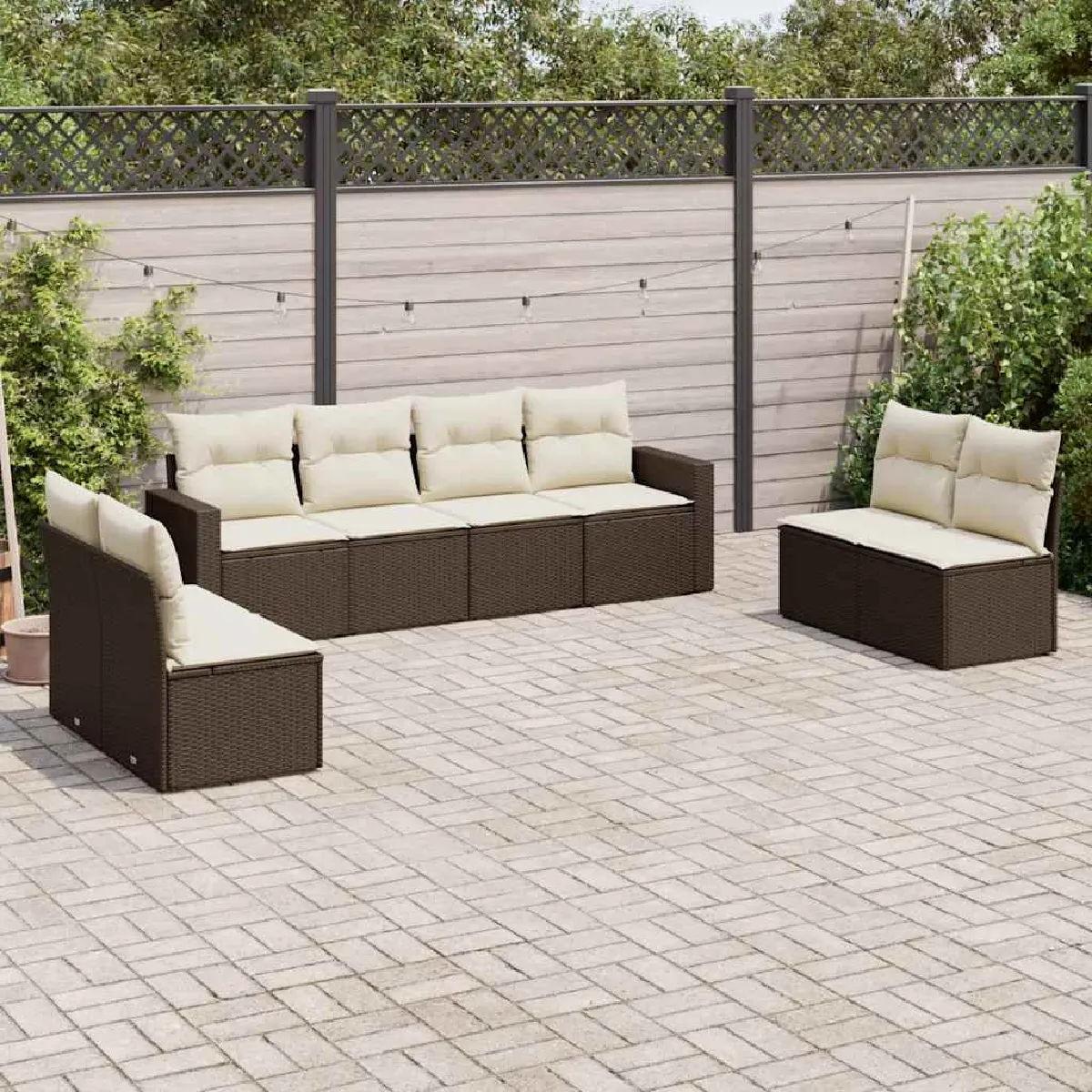 vidaXL Ensemble de jardin 8 pcs Résine tressée - vue 5