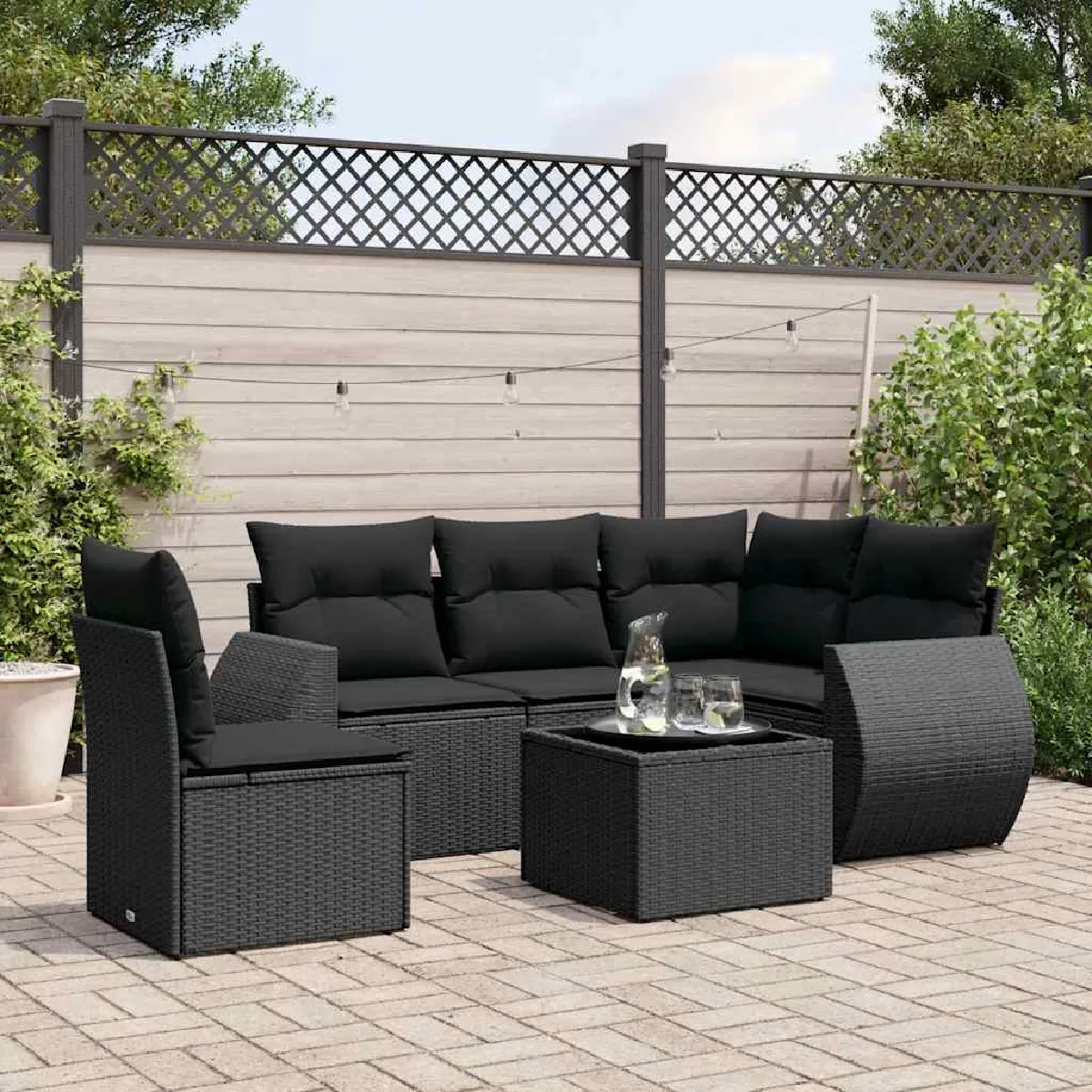 Salon de jardin vidaXL 6 pcs résine tressée - vue 9