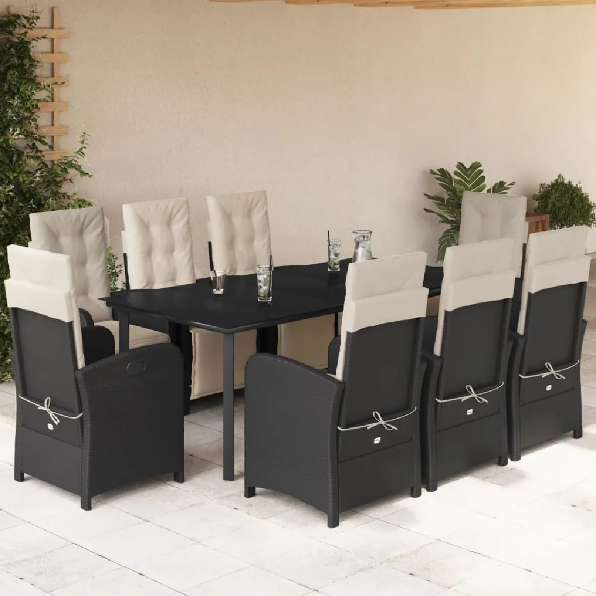 vidaXL Ensemble à Manger Jardin 9 pcs Résine Tressée - vue 3