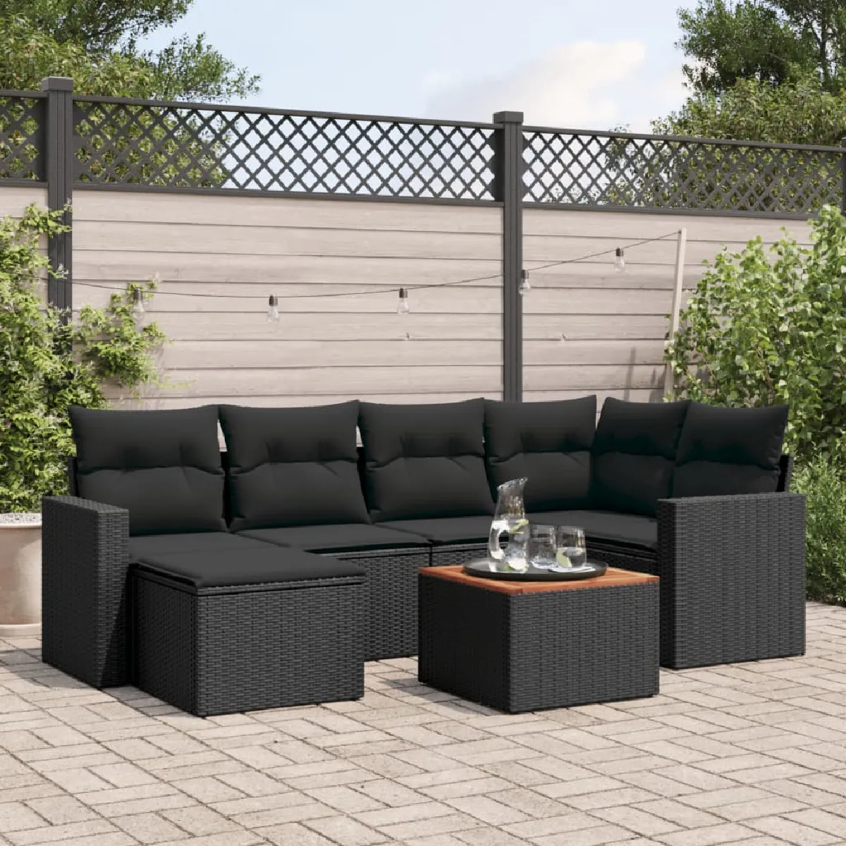 vidaXL Salon de jardin avec coussins 7 pcs