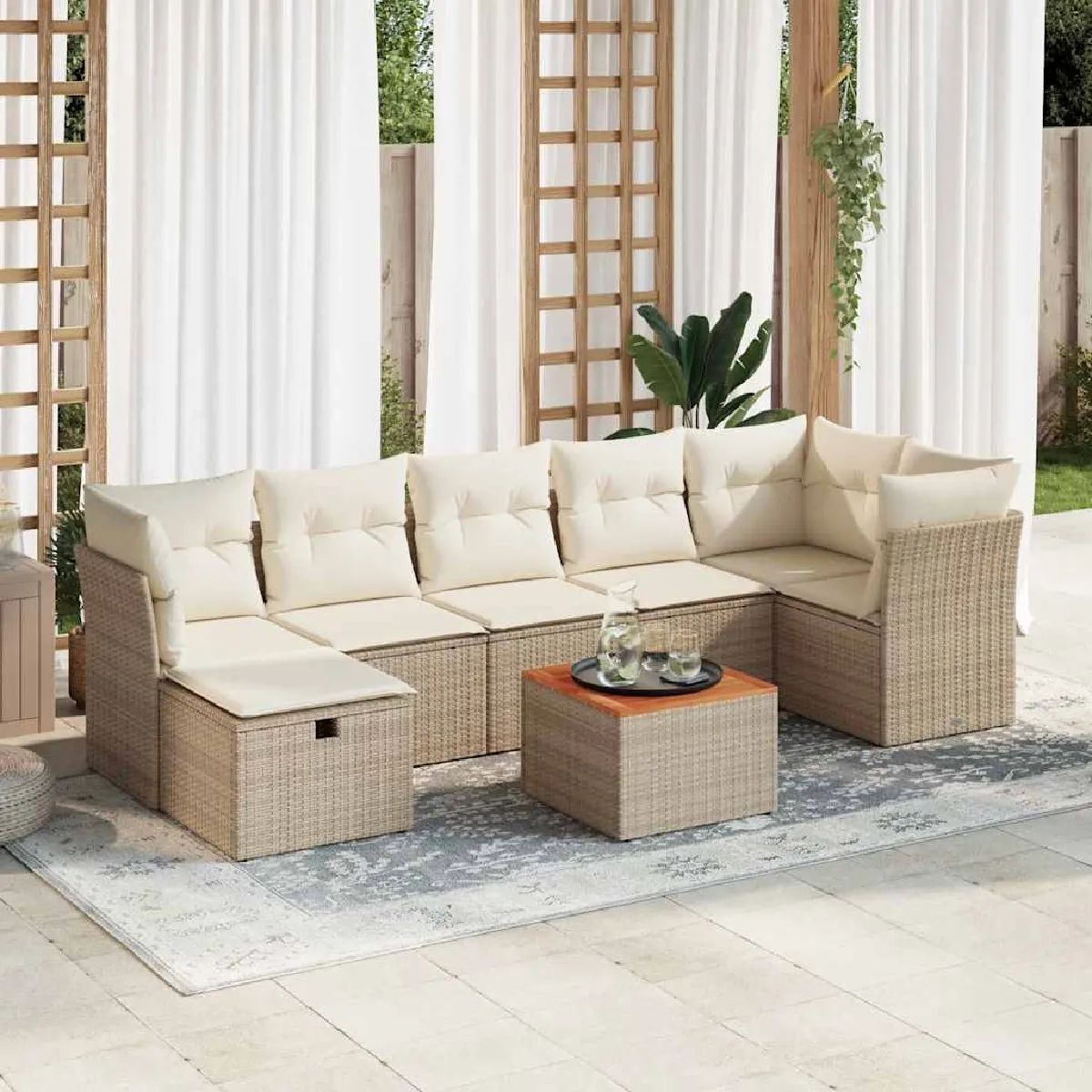 Salon de jardin VIDAXL - 8 pcs - Beige