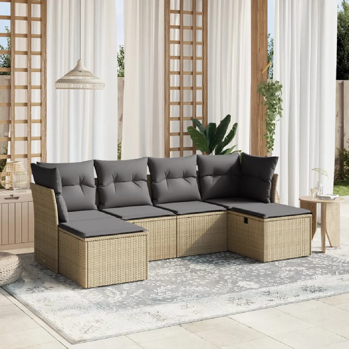 vidaXL Salon de jardin 6 pcs Mélange - vue 6