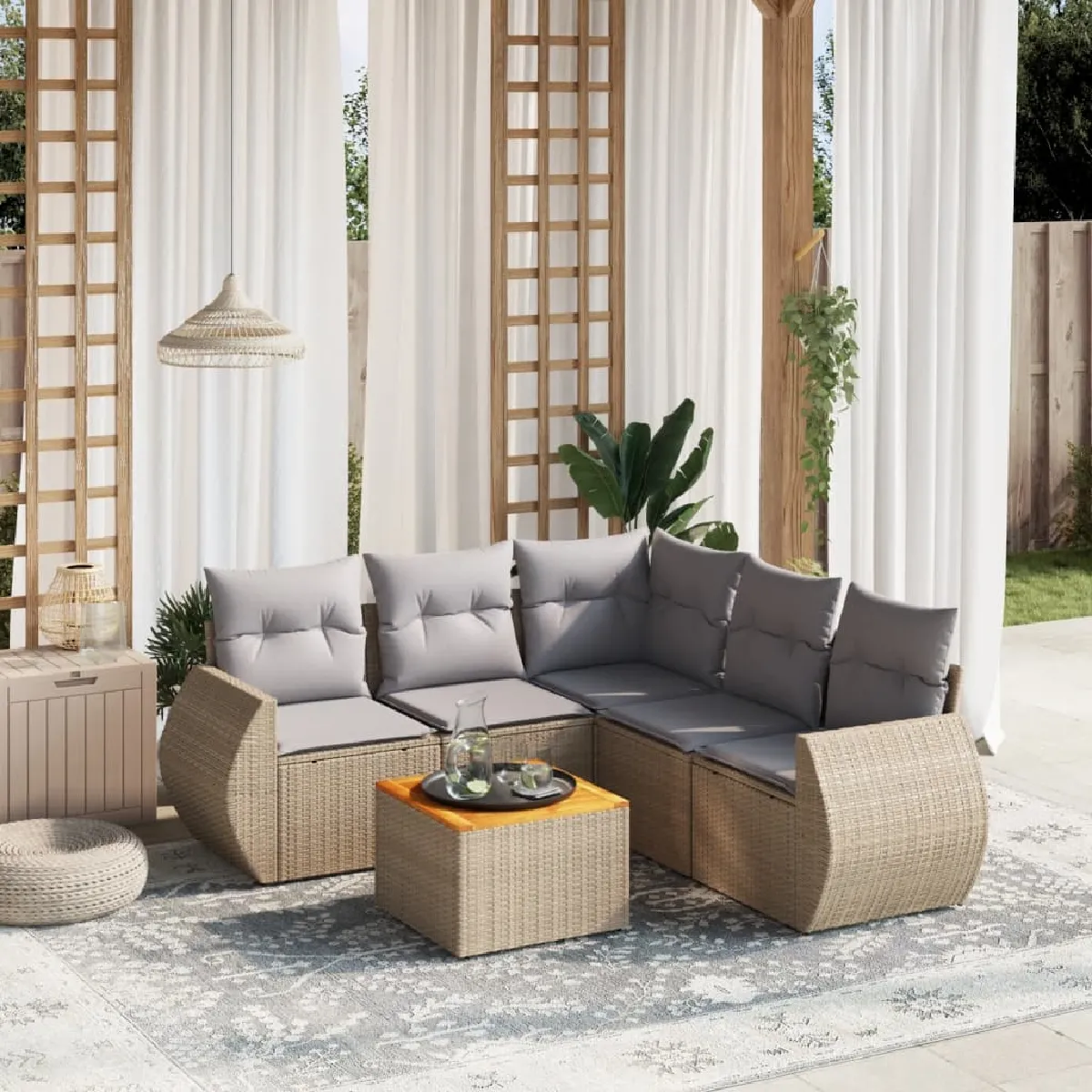 Salon de jardin 6 pcs avec coussins - vue 2