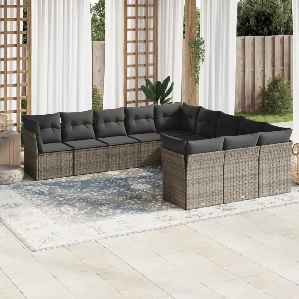 VIDAXL  Salon de jardin 11 pcs - Gris