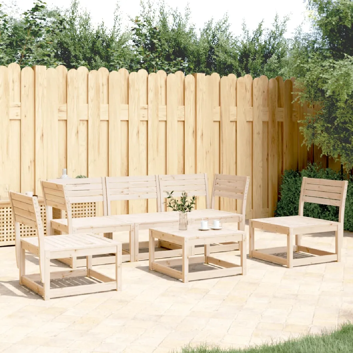 vidaXL Salon de jardin 5 pcs Bois de pin - vue 4