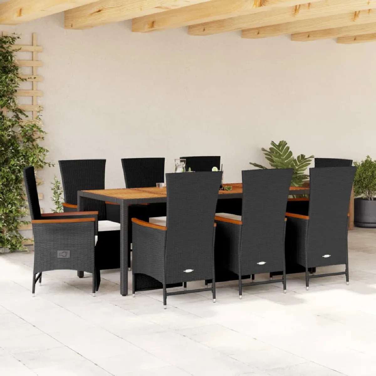 VidaXL Ensemble à manger de jardin 9 pièces coussins - vue 2
