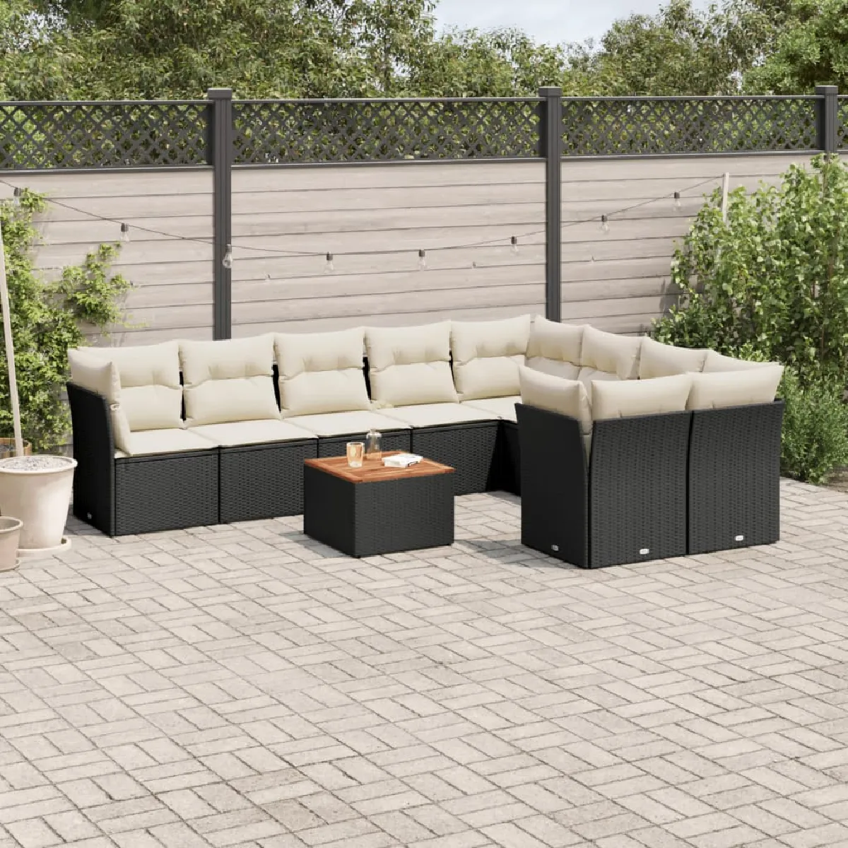 vidaXL - Salon de jardin modulable - 9 personnes - Résine tressée - Noir - Image 3