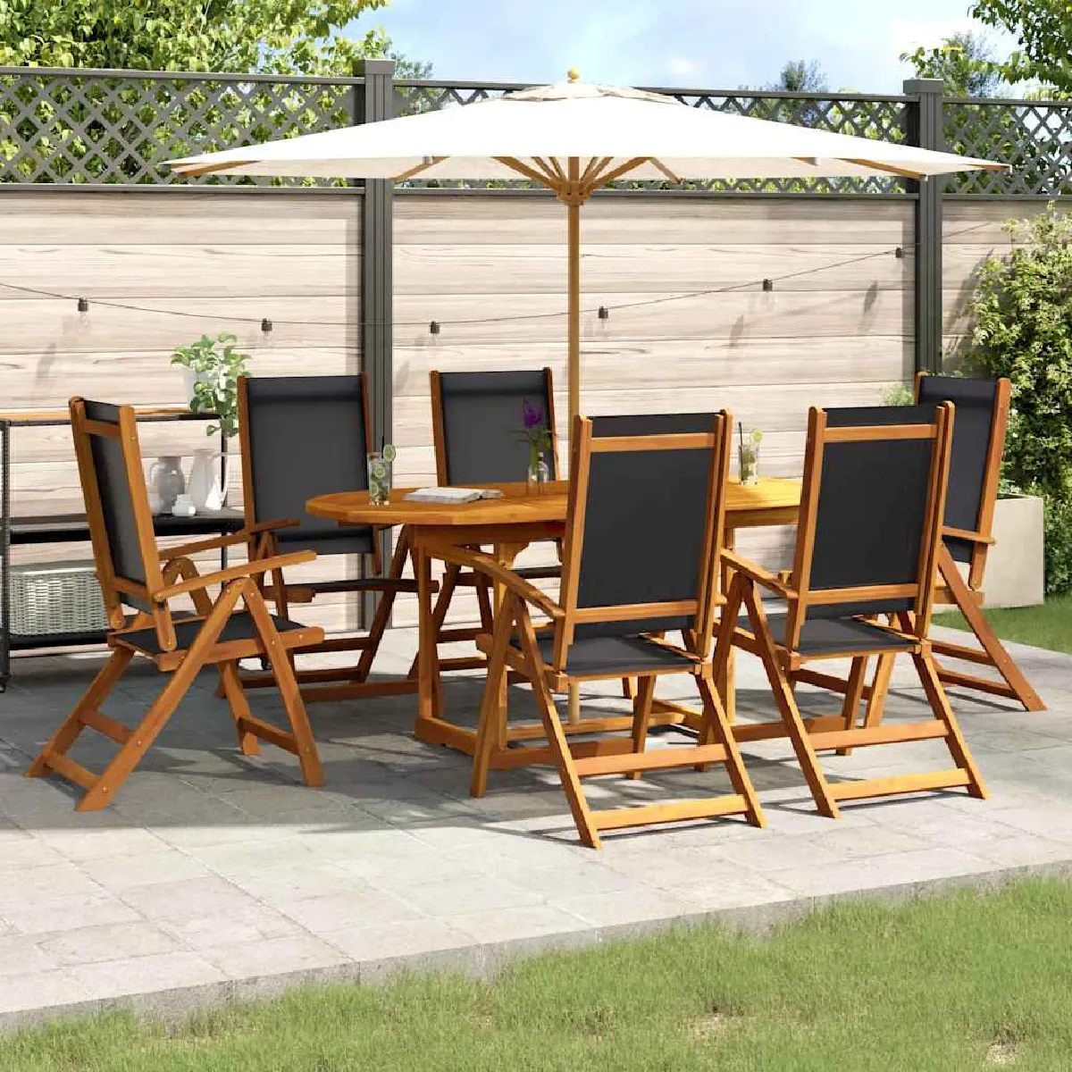 vidaXL Ensemble à manger de jardin 7 pcs Bois d'acacia - vue 3