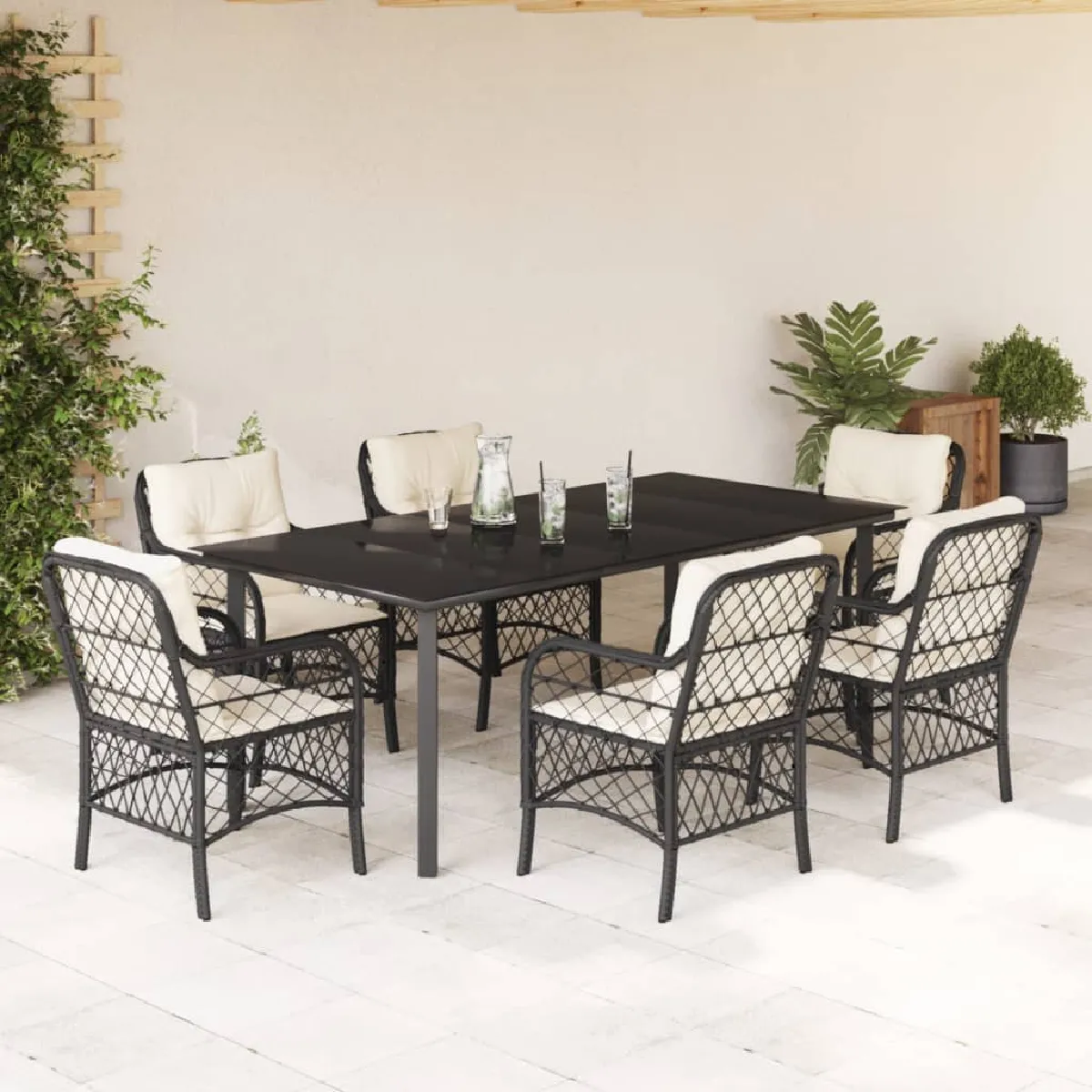 vidaXL Ensemble de jardin 7 pcs Résine tressée - vue 2