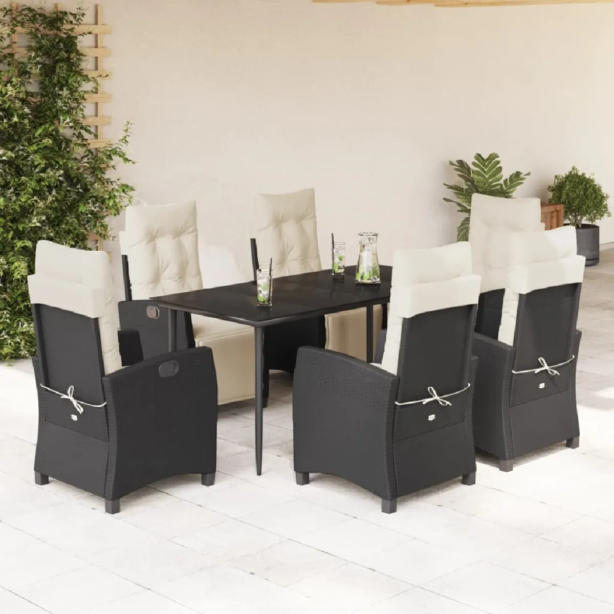 vidaXL Ensemble à manger de jardin et coussins 7 pcs rotin 3210728 - vue 9