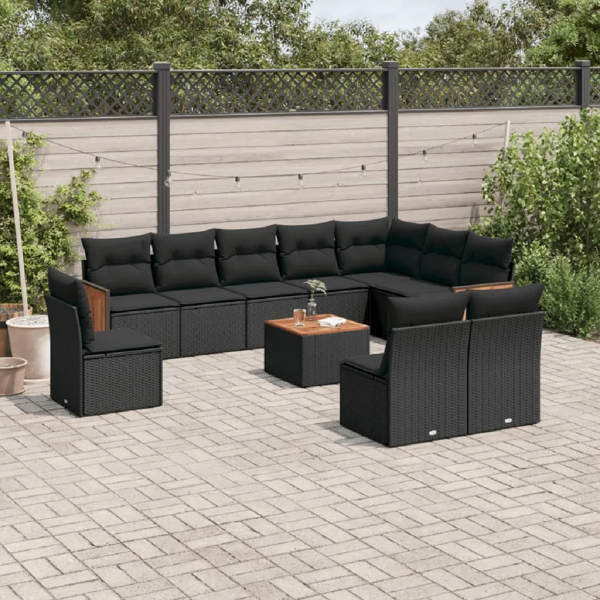 Salon de jardin vidaXL 11 pcs avec coussins