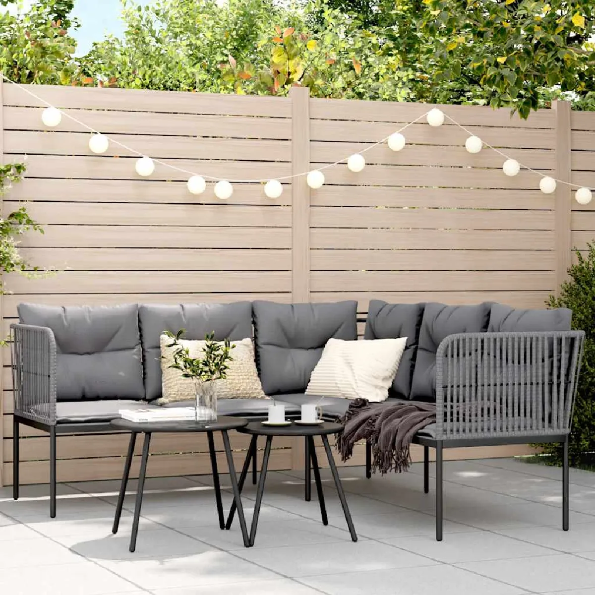 VIDAXL - Salon de jardin - Acier - Noir - Image 3