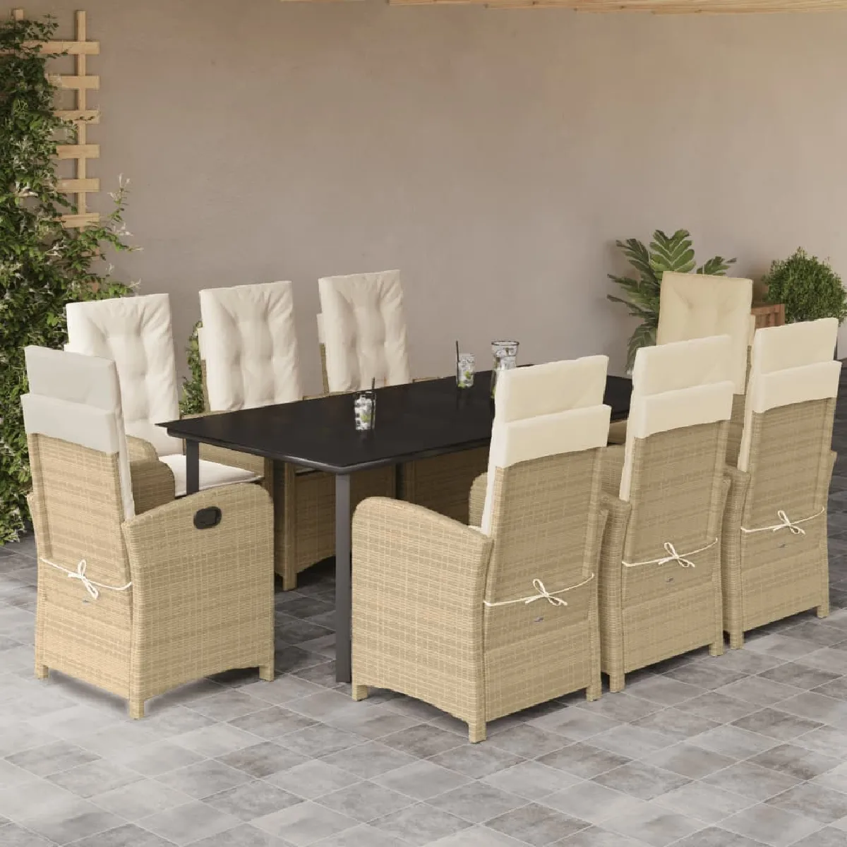 vidaXL Ensemble à manger de jardin 9pcs Poly rotin - vue 1