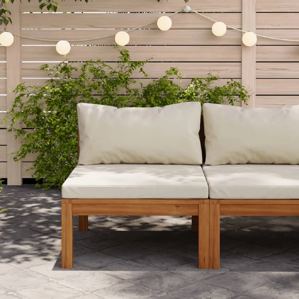 vidaXL Canapé sectionnel Crème Acacia - vue 2