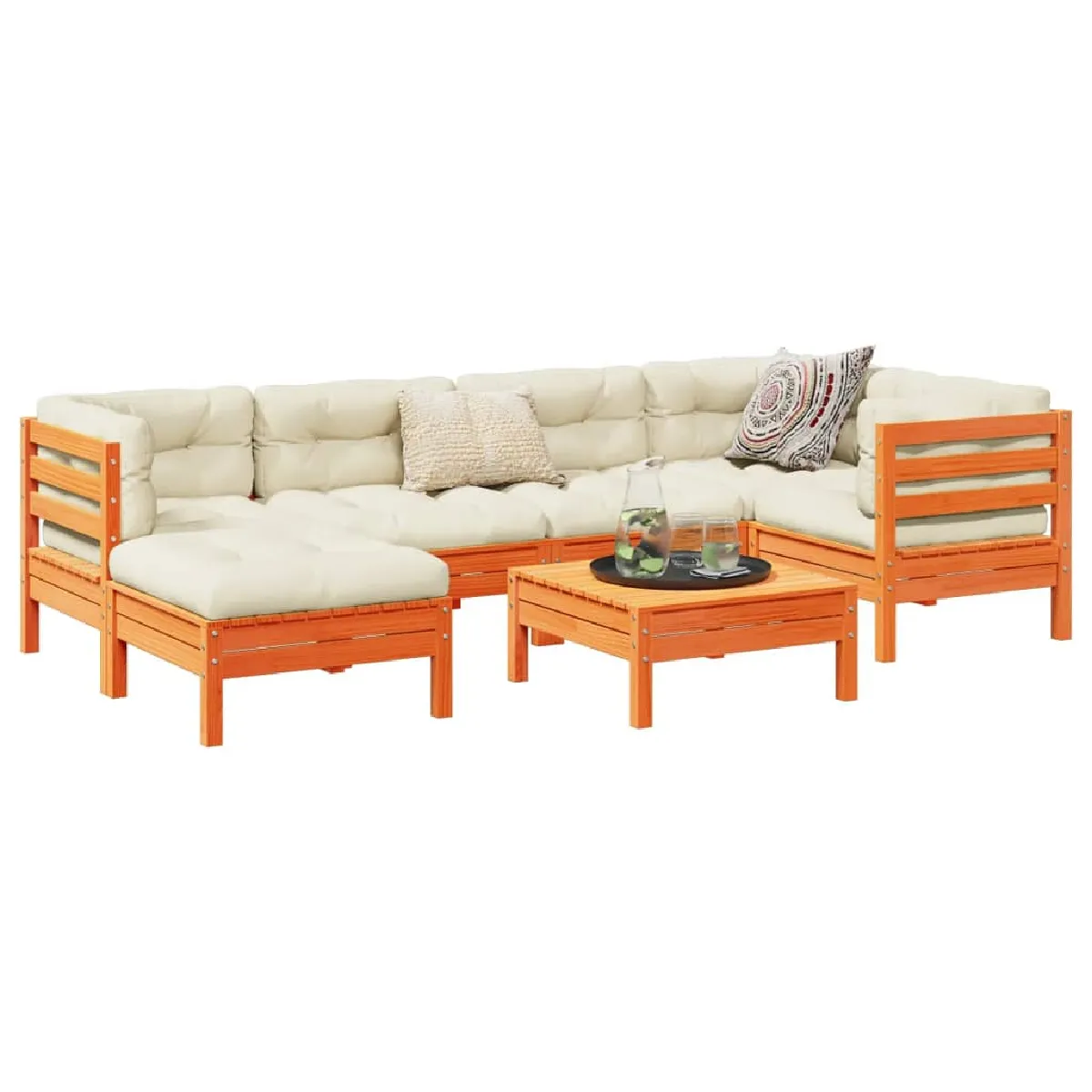 vidaXL Salon de jardin 7 pcs Cire