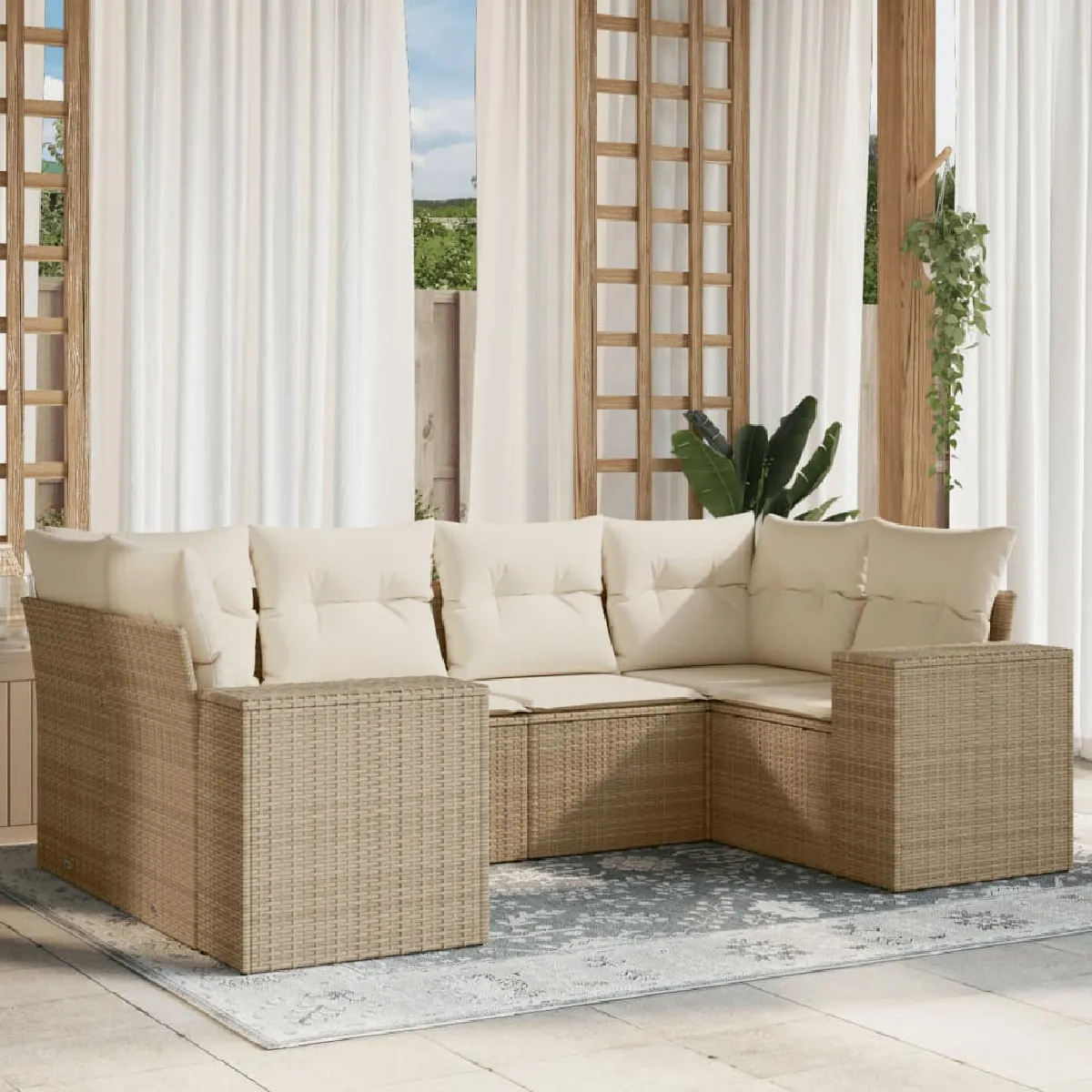 Salon de jardin vidaXL 6 pcs résine tressée - vue 7
