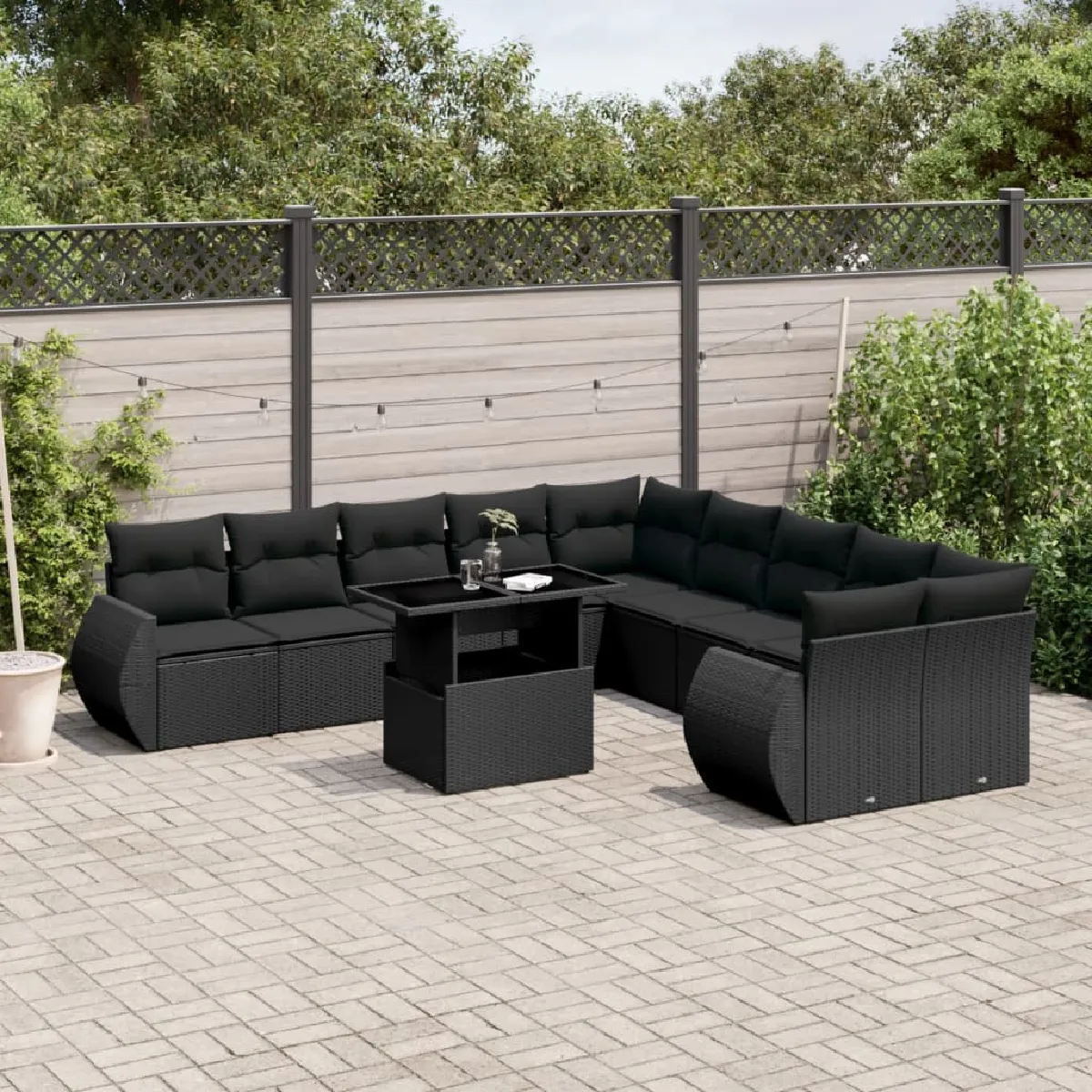 Salon jardin 11 pcs résine tressée vidaXL - vue 4