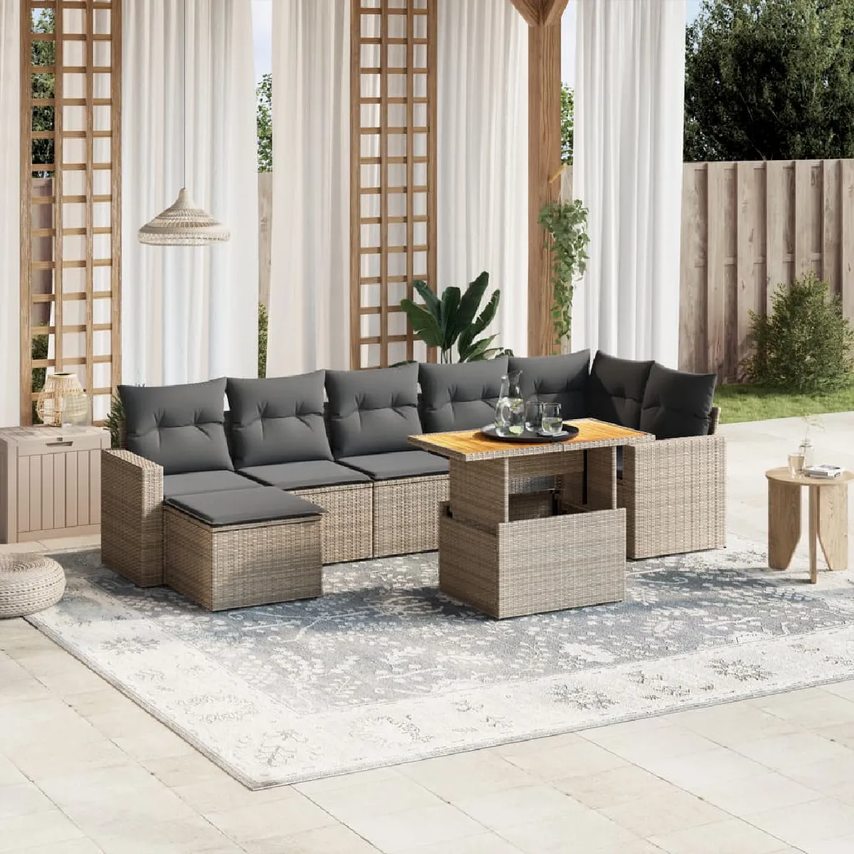 Salon de jardin vidaXL - Gris