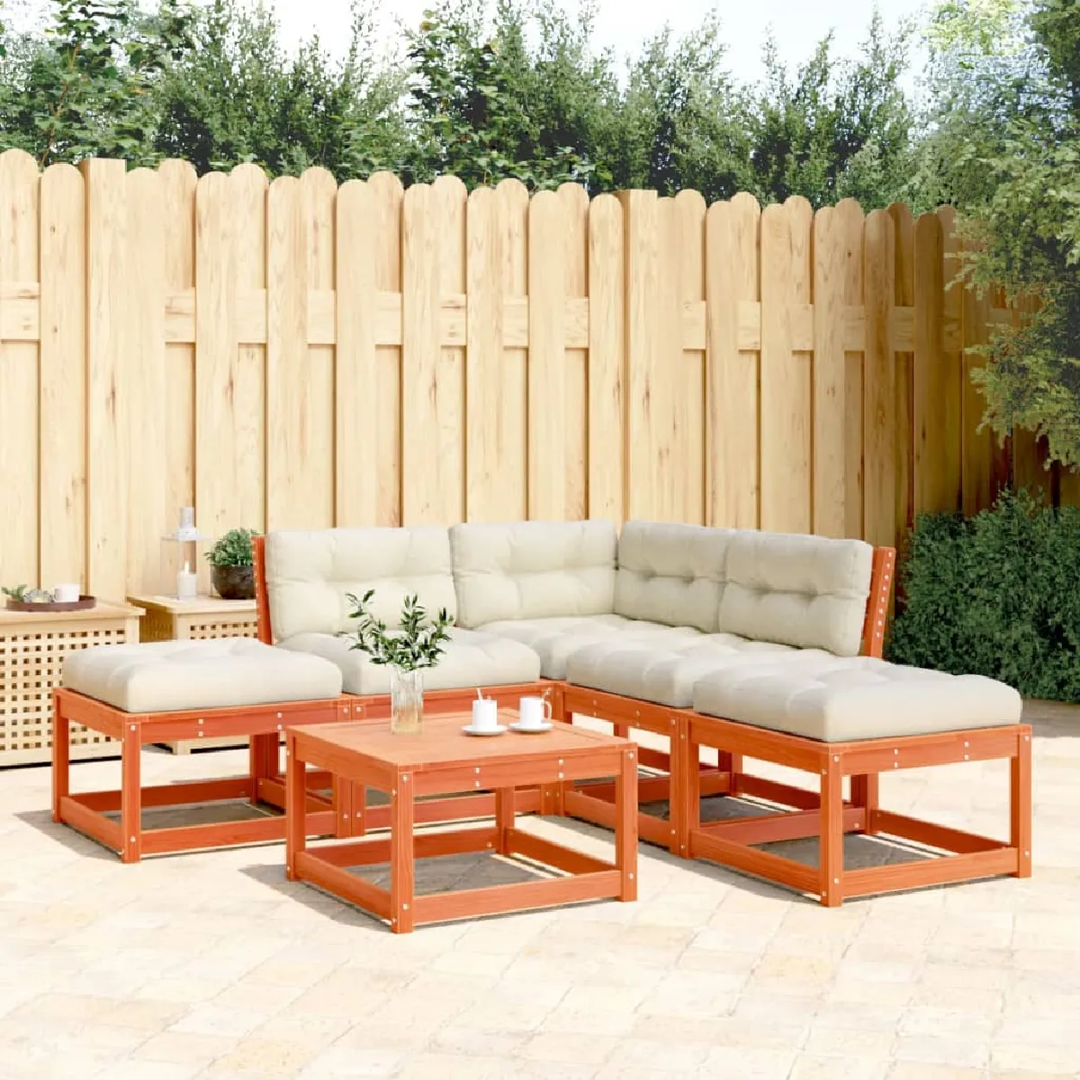 VIDAXL Salon de jardin 5 pcs Cire