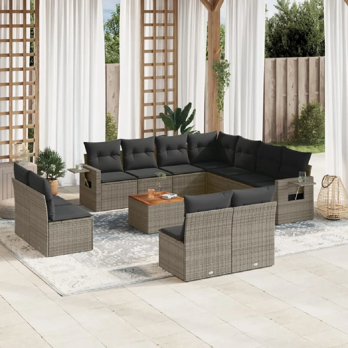 Vidaxl Salon de Jardin avec Coussins 12 pcs / Résine Tressée - vue 6