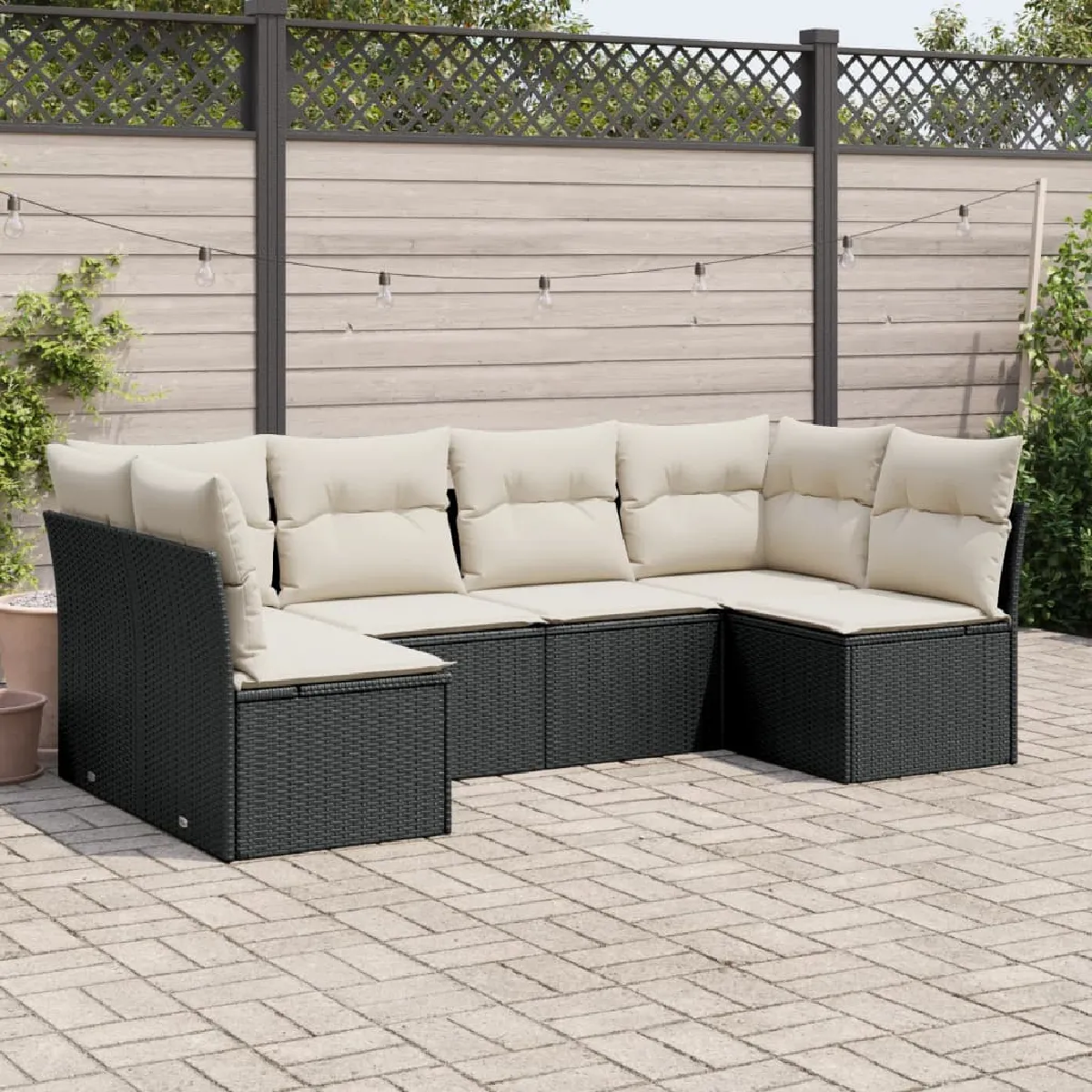 VIDAXL Salon de jardin avec coussins - 6 pcs - Noir