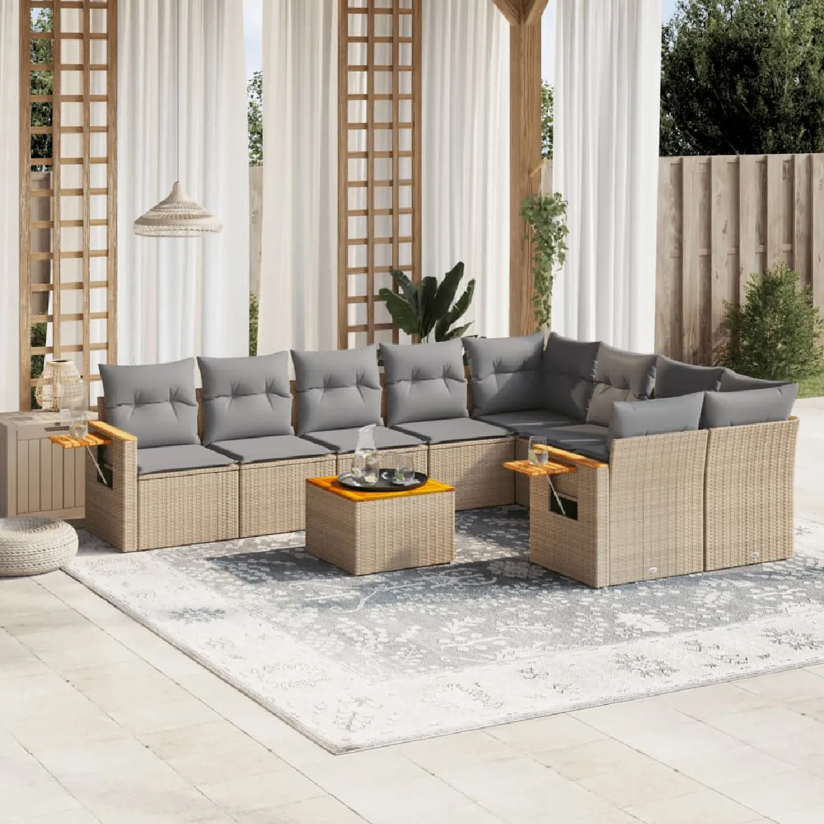 Vidaxl Salon de Jardin avec Coussins 10 pcs / Résine Tressée - vue 4