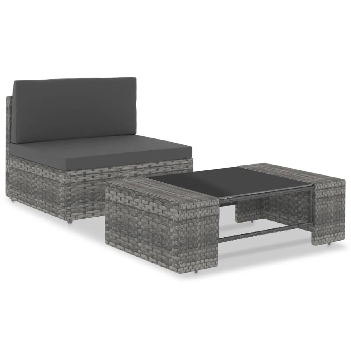 vidaXL Salon de jardin 2 pcs Résine tressée - vue 8