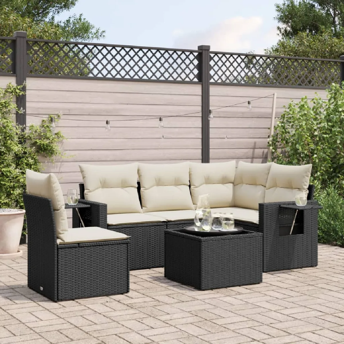 vidaXL Salon de jardin 6 pcs résine tressée Coussins - vue 3