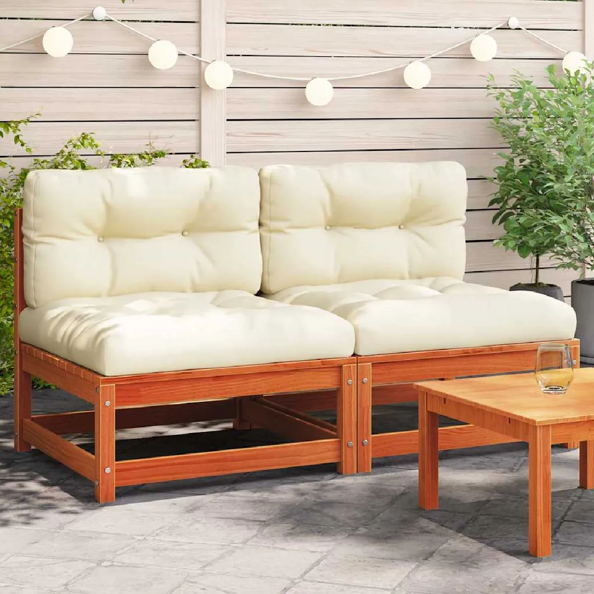 vidaXL Canapés de Jardin sans Accoudoirs Coussins 2 pcs Siège avec Dossier Meuble de Terrasse Patio Arrière cour 838090