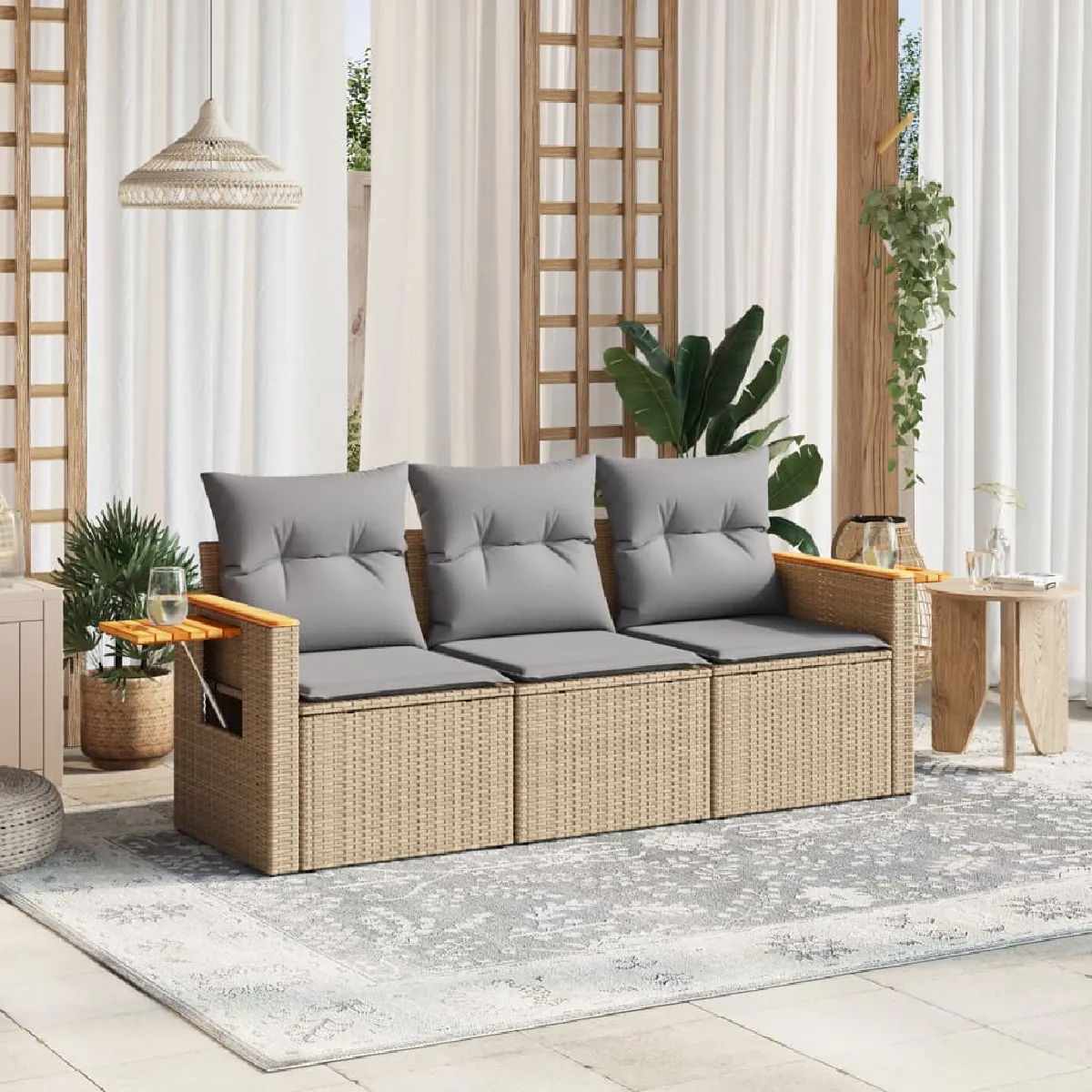vidaXL 3 pcs salon de jardin résine tressée - vue 2