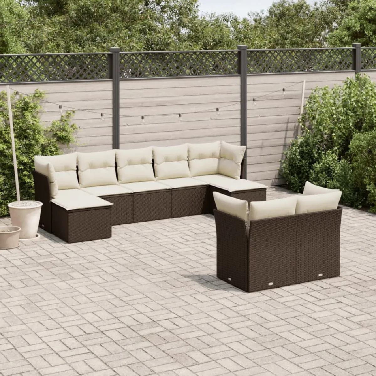 VIDAXL Salon jardin modulaire 9 pcs résine tressée - vue 4