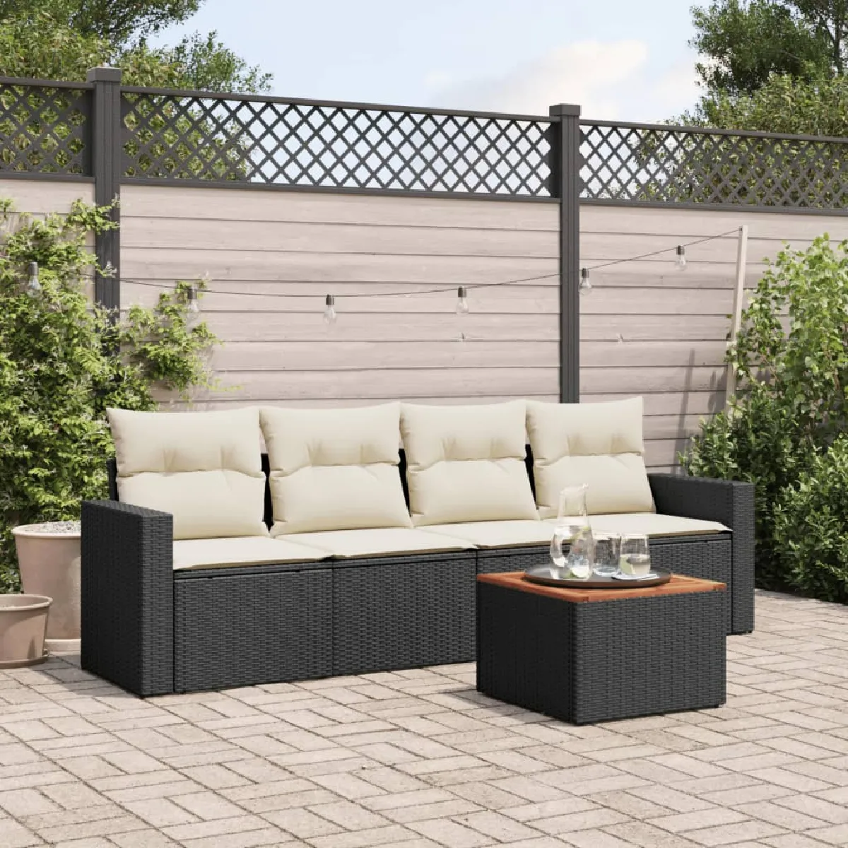vidaXL Salon de jardin 5 pièces Résine tressée - vue 10