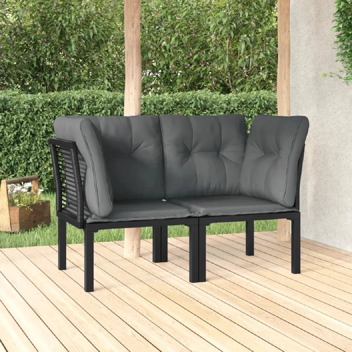 VIDAXL - Chaise d'angle de jardin - Lot de 2 - Noir/Gris - Image 2