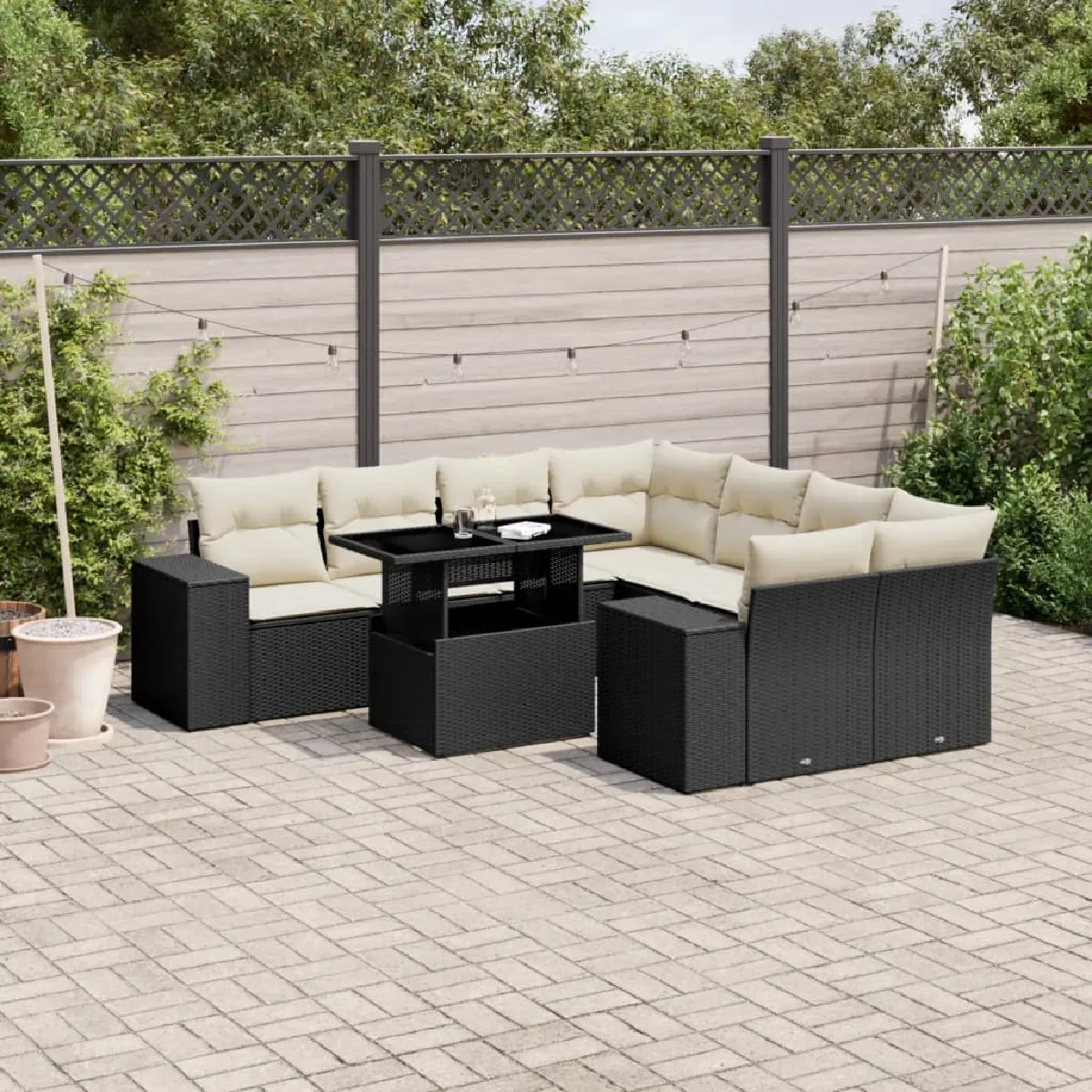 VIDAXL - Salon de jardin modulable - 9 pièces - Noir - Image 2