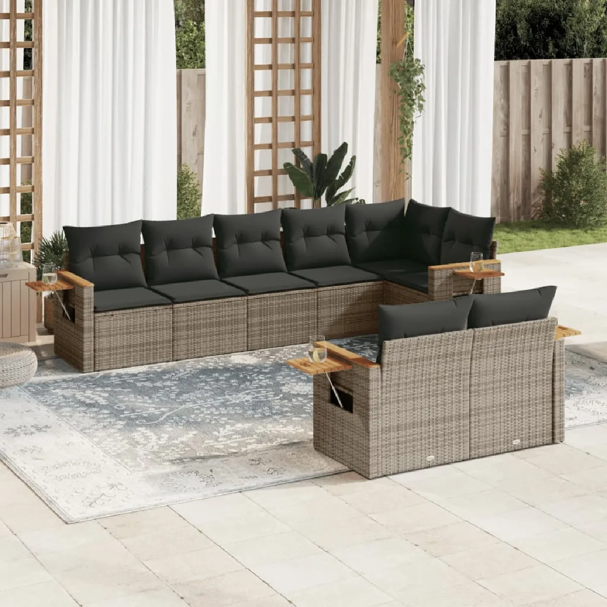 vidaXL 8 pcs salon de jardin résine tressée - vue 3