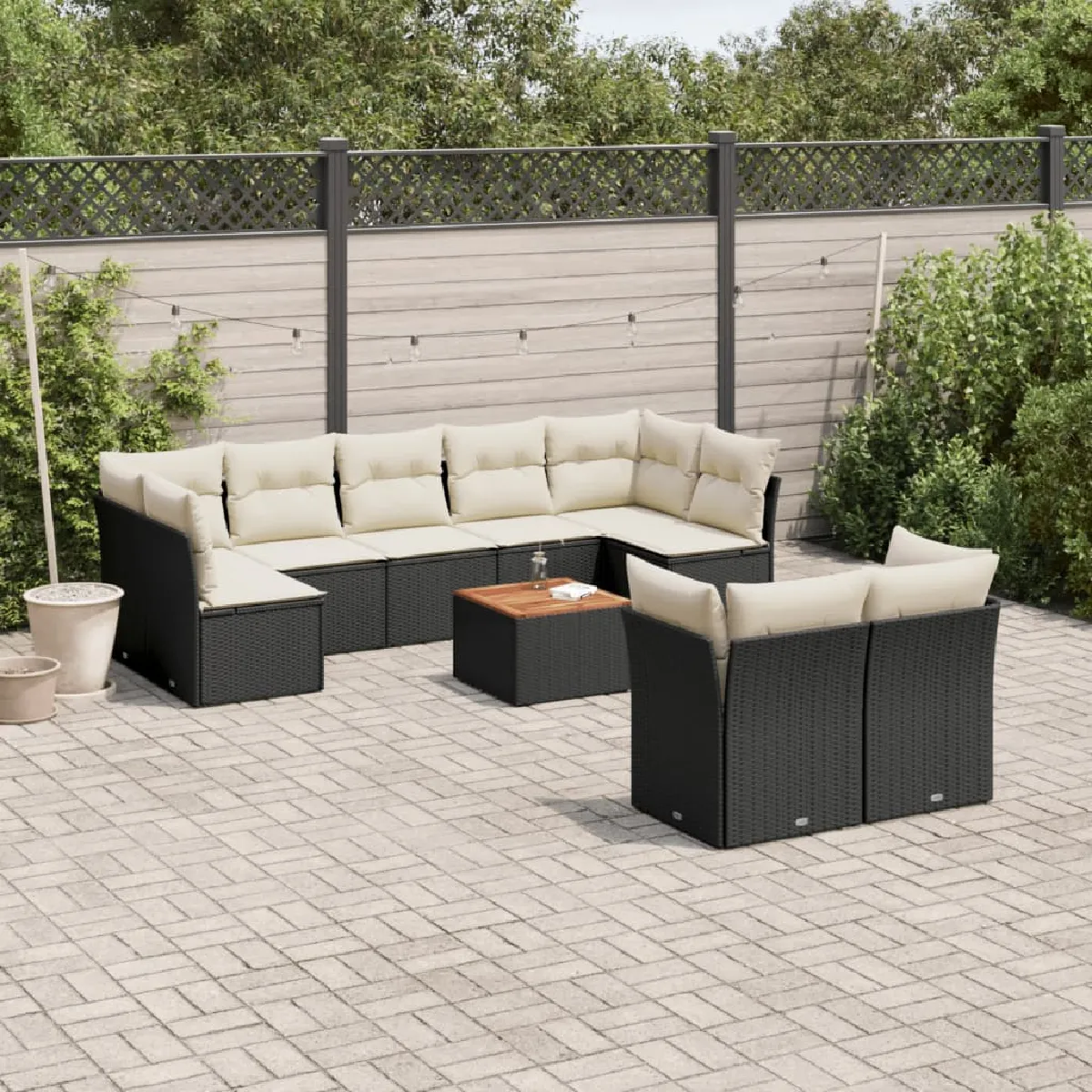 vidaXL Salon de jardin 10 pcs noir
