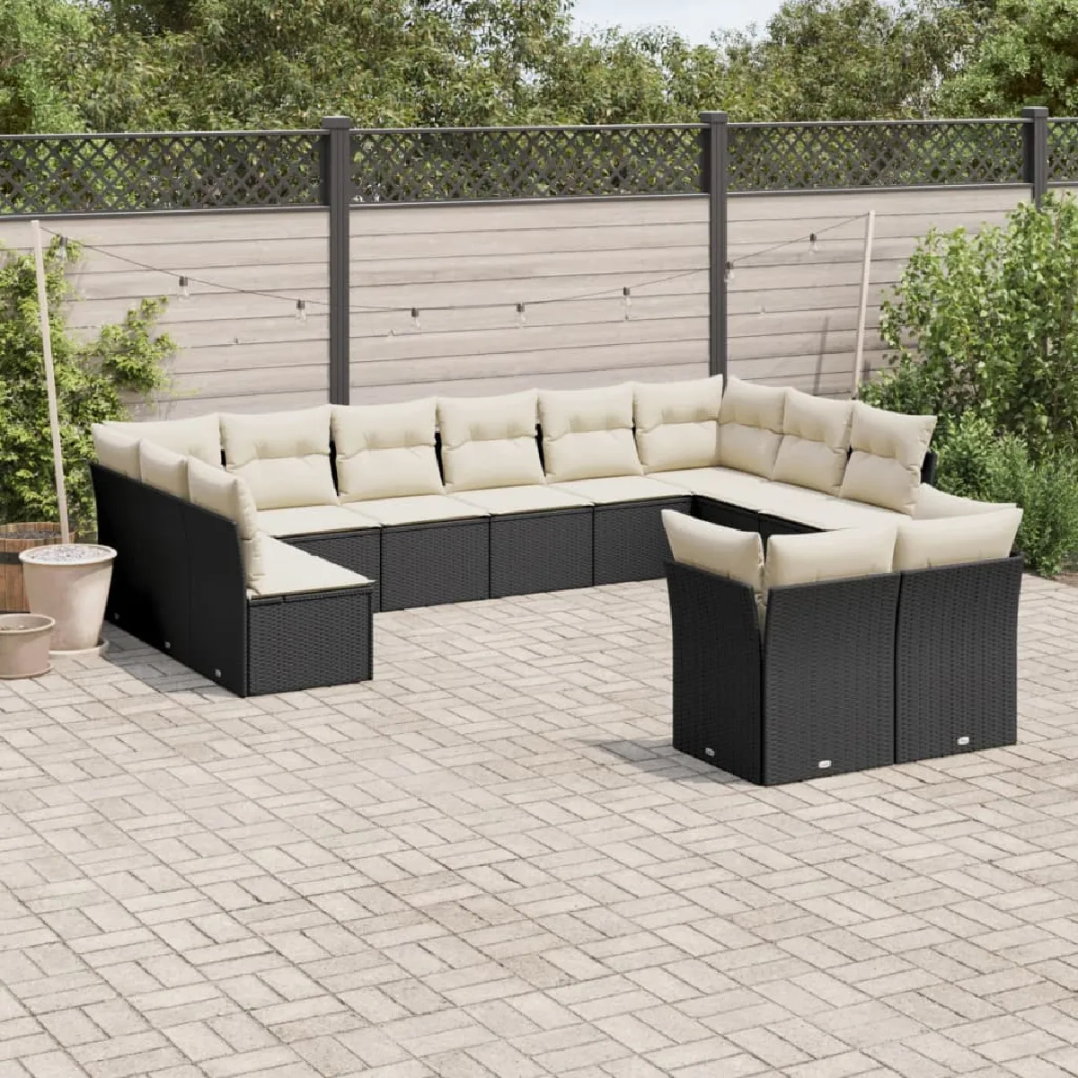 vidaXL Salon de jardin 12 pcs avec coussins résine tressée - vue 9
