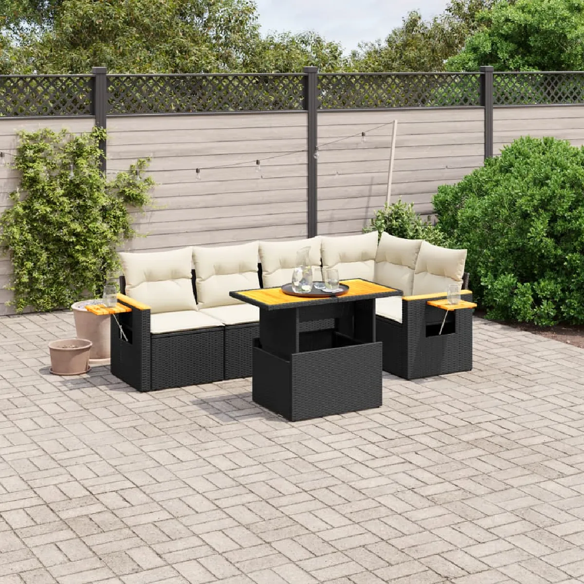 Salon de jardin VIDAXL - 6 pcs - Noir