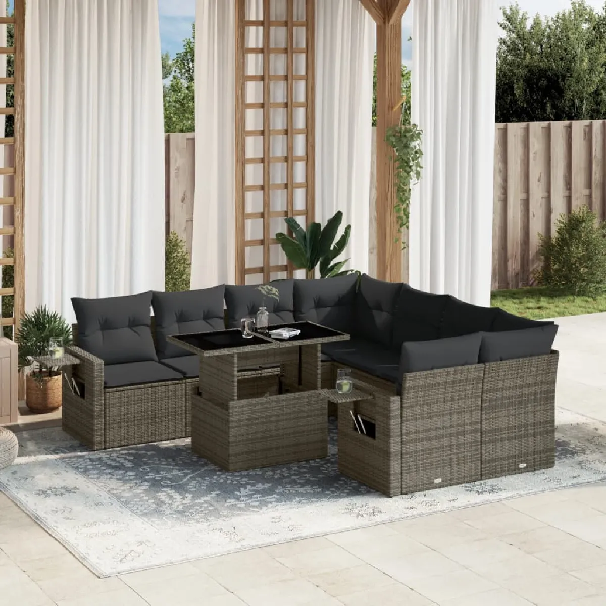 vidaXL Salon de jardin 9 pcs avec coussins - vue 10