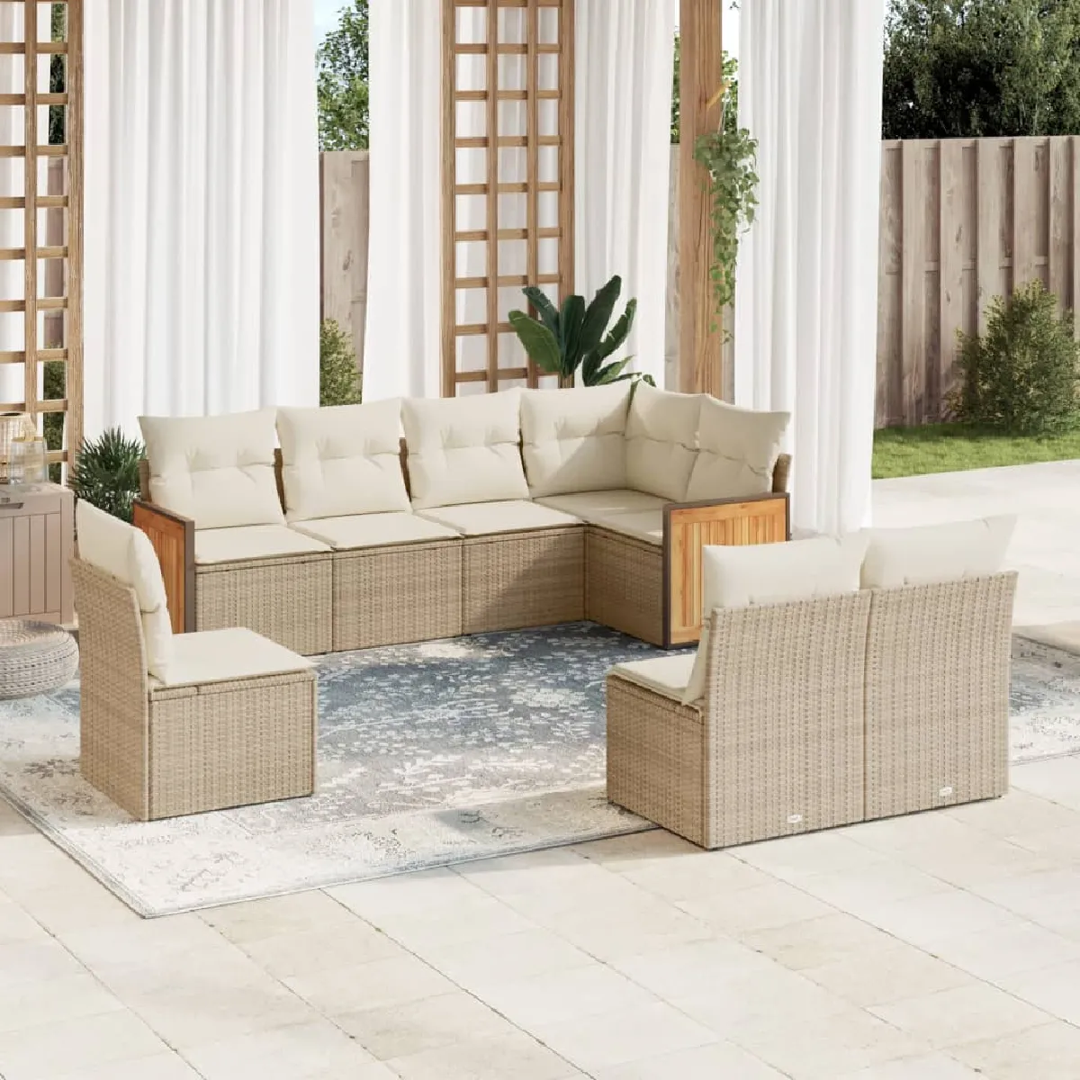 VIDAXL Salon de jardin avec coussins 8 pcs