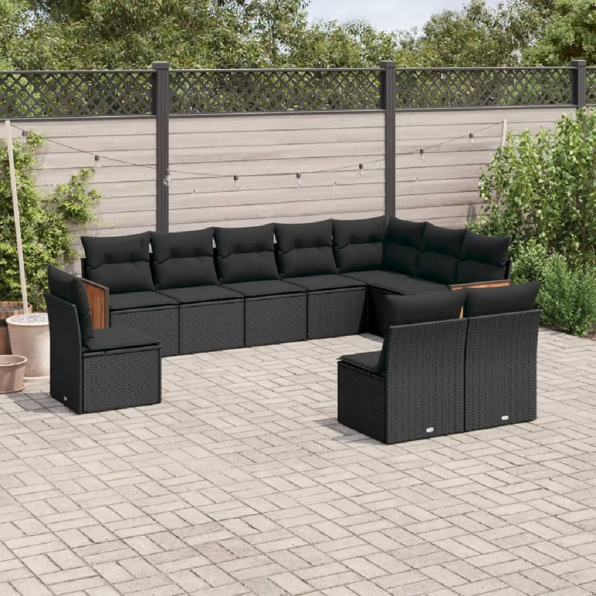 Non Communiqué Noir Salon De Jardin Modulable Vidaxl Resine Tressee 10 Pieces 62 X 55 X 69 10 Personnes - Image 2